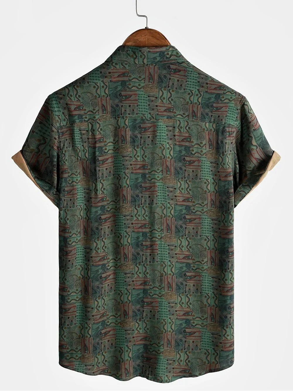 Atlanl Men's Vintage Holiday Breathable Short Sleeve Button Up Shirt Short — image 3 of 7